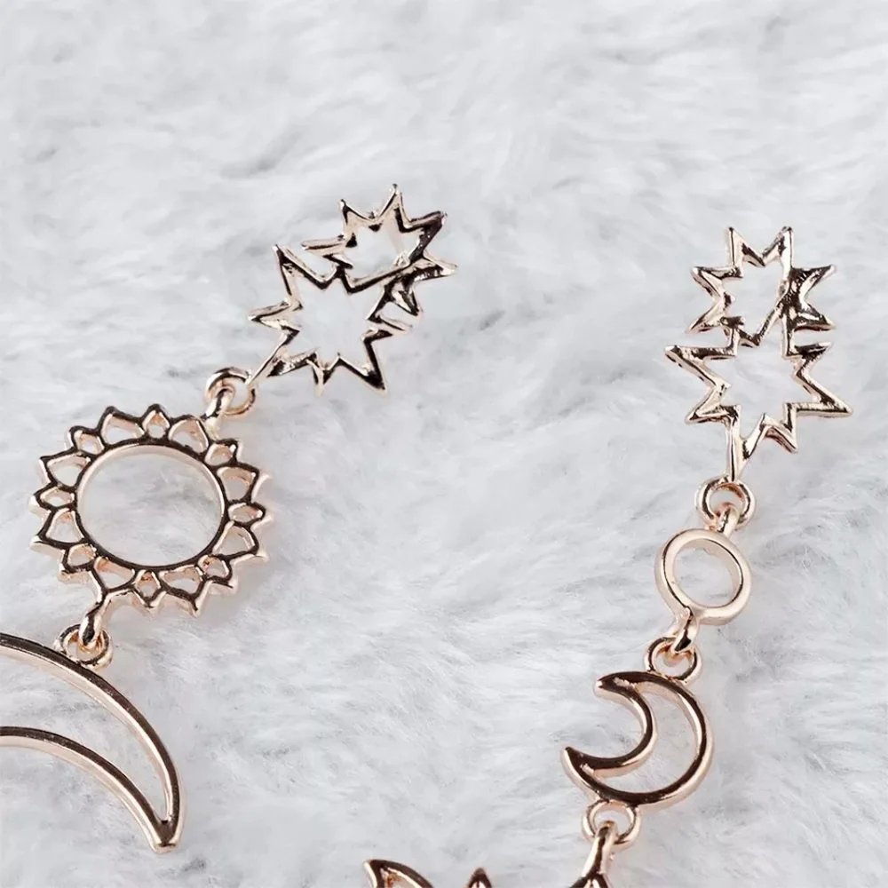 Gold Sun & Moon Dangle Earrings